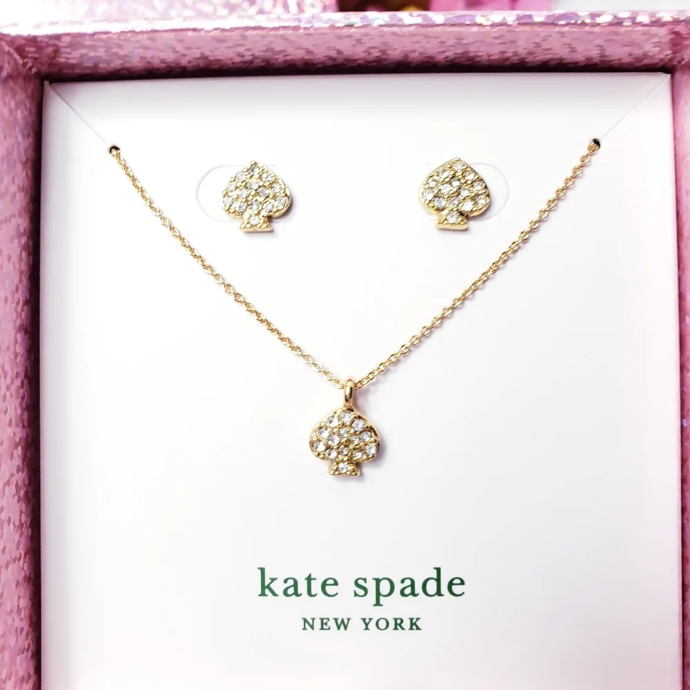 Kate Spade Signature Spade Earrings & Pave Pendant Boxed Earrings